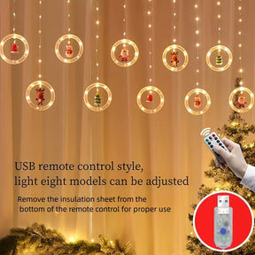 Luz de Natal LED Colorida do Papai Noel para Janela com USB