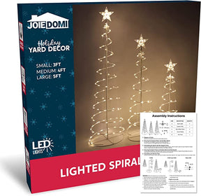 Conjunto de Árvores de Natal Espiral Iluminadas com LED – 3 Peças