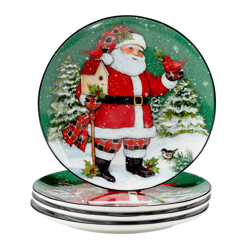 Conjunto de Louças Christmas Lodge Santa com 16 Peças - Serviço para 04 Pessoas