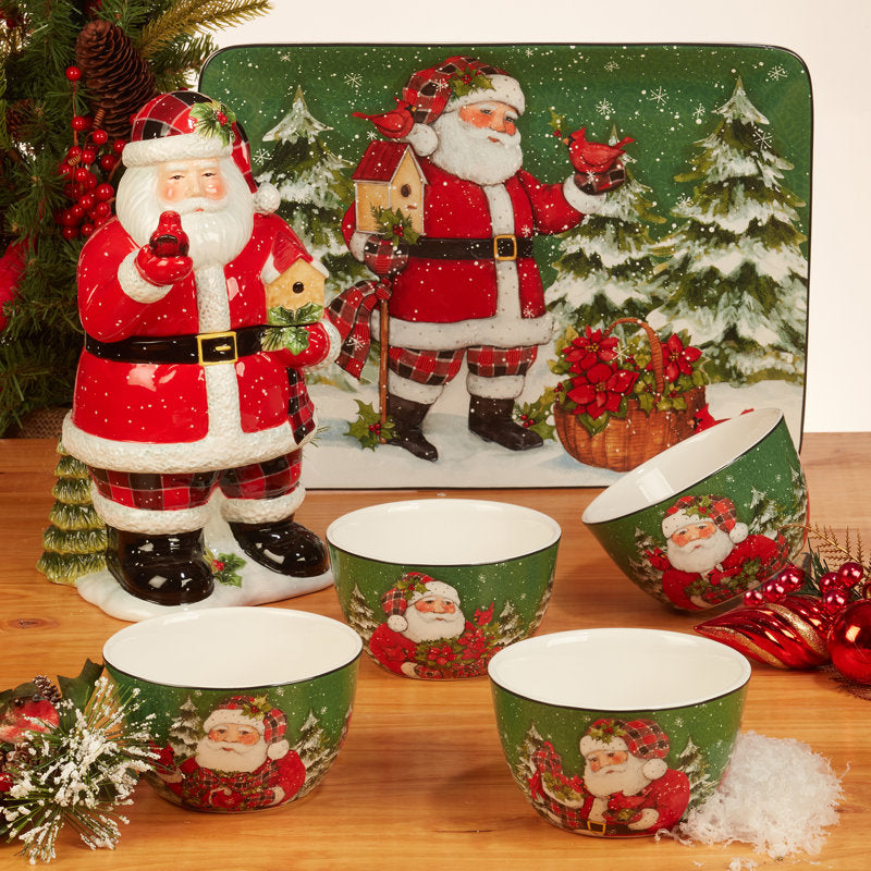 Conjunto de Louças Christmas Lodge Santa com 16 Peças - Serviço para 04 Pessoas