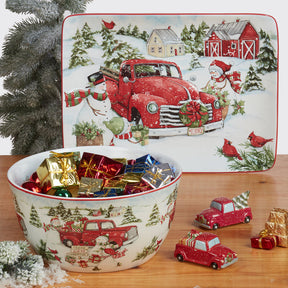 Conjunto Louças porcelana Estampa de Natal 16 peças - Serviço para 04 Pessoas