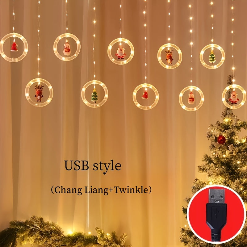 Luz de Natal LED Colorida do Papai Noel para Janela com USB