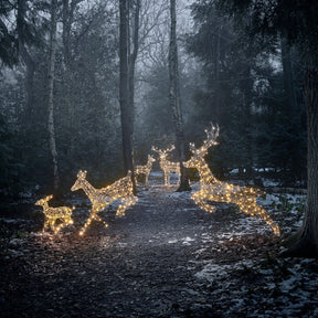 Conjunto Natalino de 5 Renas Iluminadas com LED em Duas Cores