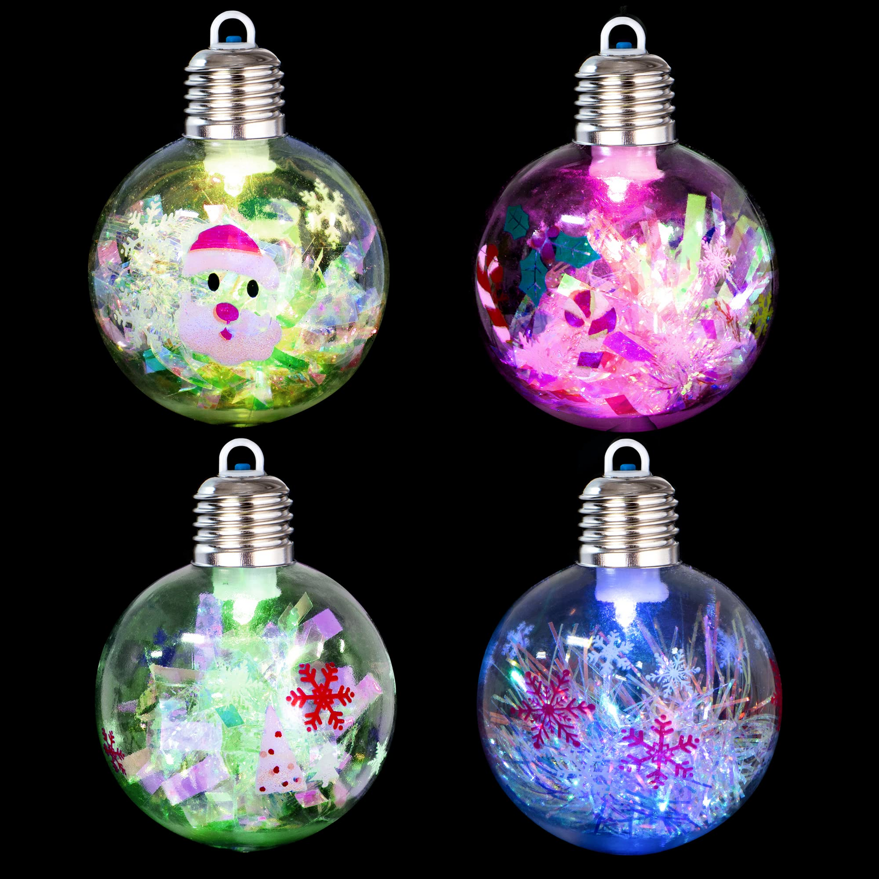 Conjunto de 8 Enfeites de Natal Iluminados com Design Cartoon