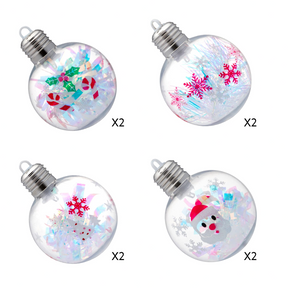 Conjunto de 8 Enfeites de Natal Iluminados com Design Cartoon